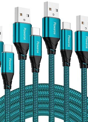 Зарядный кабель type-c ploiwue 4 шт(3, 2, 1 и 0.5м) usb-c, нейлоновый плетеный