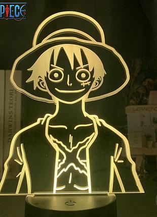 Светильник с 3d эффектом led лампа зоро роронао луффи из аниме one piece ван пис ночник с пультом