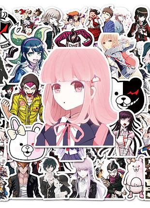 Набор стикеров наклеек из аниме данганронпа 50 штук danganronpa