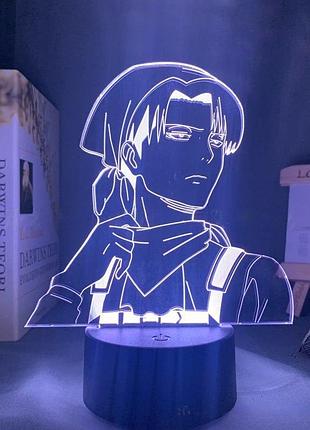 Світильник із 3d-ефектом led-лампа леві аккерман з аніме атака титанів нічник із пультом