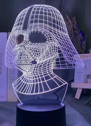 Светильник с 3d эффектом led лампа дарт вейдер из звёздные войны star wars ночник с пультом