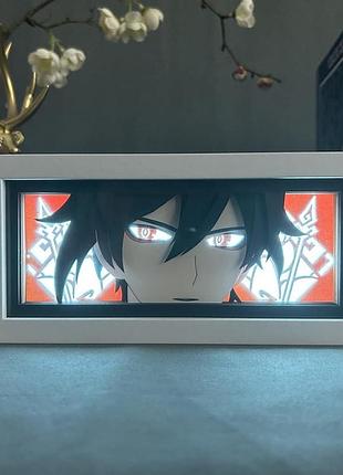 Світильник багатошаровий з 3d ефектом чжун лі zhongli led лампа з гри genshin impact нічник геншин