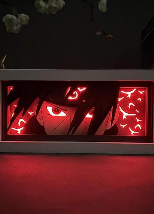 Світильник багатошаровий з 3d ефектом ітачі учіха led лампа з аніме наруто
