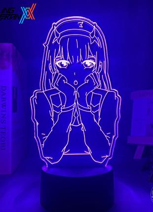Светильник с 3d эффектом led лампа 02 из аниме милый во франксе ночник с пультом darling in the franxx