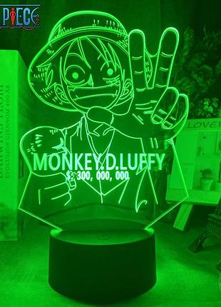Светильник с 3d эффектом led лампа луффи зоро из аниме one piece ван пис ночник с пультом