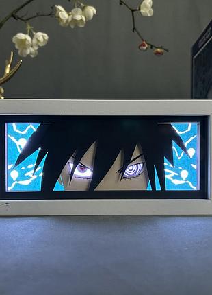 Багатошаровий світильник з 3d ефектом саске учиха led лампа нічник з аніме наруто naruto shippuden