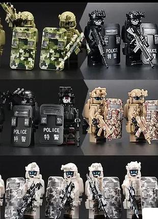 Конструктор военные фигурки с щитами и оружие 18шт зсу, корд, спецназ