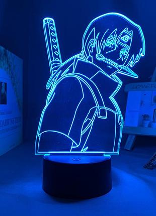 Светильник с 3d эффектом led лампа итачи учиха из аниме наруто узумаки итачи саске ночник с пультом
