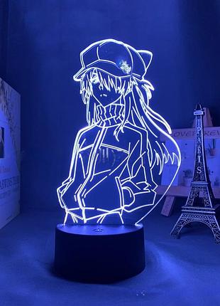 Світильник з 3d ефектом led лампа аска ленглі з аніме євангеліон evangelion нічник з пультом