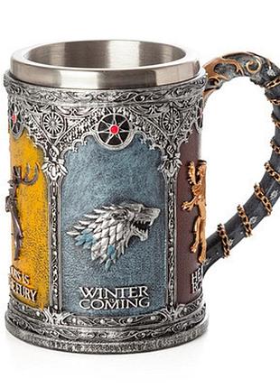 Коллекционная кружка игры престолов чашка game of thrones джон сноу дайнерис стакан 4 королевства