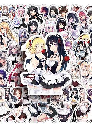 Набор стикеров наклеек аниме горничных / anime maids 50 штук