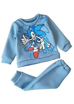 Дитячий теплий костюм sonic, блакитний, кофта та штани