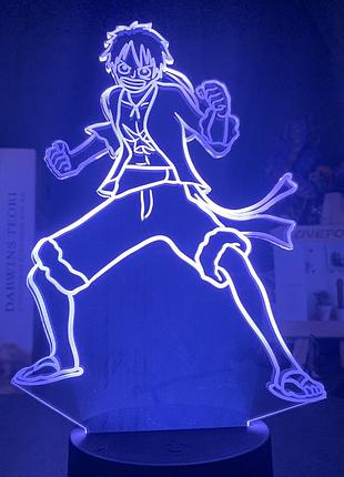 Світильник із 3d-ефектом led-лампа луффі з аніме one piece ван пісяч нічник із пультом
