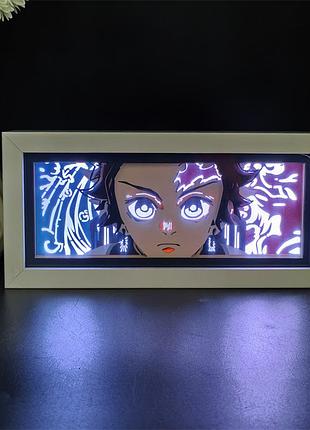 Світильник багатошаровий з 3d ефектом танджиро камадо led лампа з аніме клинок, що розсікає демонів