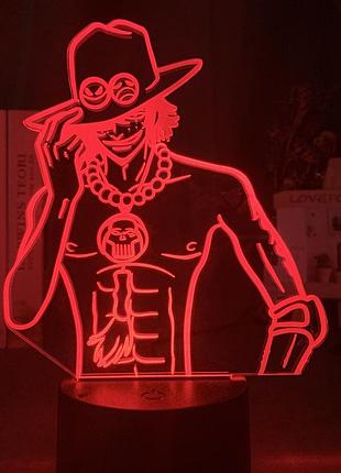 Светильник с 3d эффектом led лампа портгас д. эйс из аниме one piece ван пис ночник с пультом