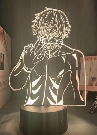 Світильник із 3d-ефектом led-лампа токийський гуль канекі кен з аніме tokyo ghoul нічник із пультом