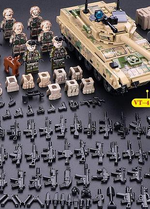 Конструктор військовий набір. військовий танк vt-4 385 деталі, зброя.