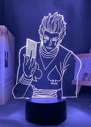 Светильник с 3d эффектом led лампа хисока из аниме hunter x hunter ночник с пультом хантер х хантер