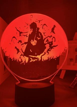 Світильник з 3d ефектом led лампа наруто ітачі саске нічник какаші ітачі (ворони)