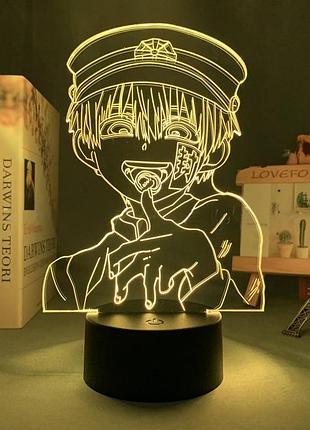 Світильник з 3d ефектом led лампа туалетний хлопчик ханако jibaku shounen hanako-kun нічник з пультом