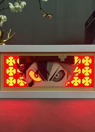 Світильник багатошаровий з 3d ефектом асти чорна конюшина led лампа з аніме black clover