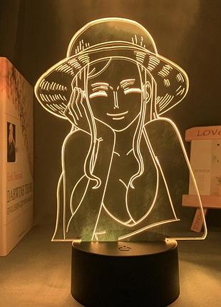 Світильник із 3d-ефектом led-лампа намі з аніме one piece ван піс з пультом