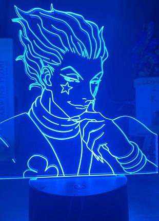 Світильник із 3d-ефектом led-лампа хісока з аніме hunter x hunter нічник із пультом гантер х хантер