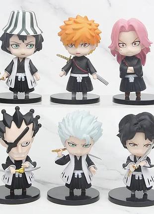 Набір фігурок з аніме bleach бліч, ічіго куросакі, кіске урахара, тосіро хіцугая, кенпачі зараки, ячіру кусаджиші