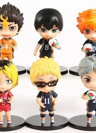 Набор фигурок статуэток чиби 6 штук из аниме волейбол!! / haikyuu!!