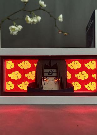 Багатошаровий світильник з 3d ефектом ітачі учиха led лампа нічник з аніме наруто naruto shippuden