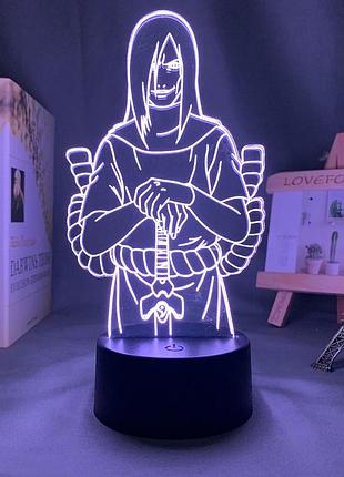 Світильник з 3d ефектом led лампа орочімару з аніме наруто узумакі ітачі саске нічник з пультом