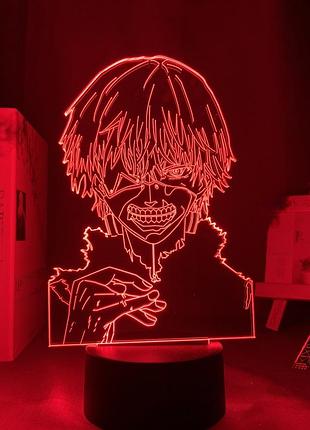 Світильник із 3d-ефектом led-лампа токийський гуль канекі кен з аніме tokyo ghoul нічник із пультом