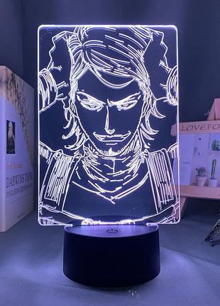 Світильник з 3d ефектом led лампа жан кірштейн з аніме атака титанів нічник з пультом