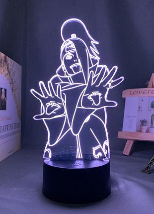 Світильник з 3d ефектом led лампа дейдара з аніме наруто узумакі ітачі саске нічник з пультом