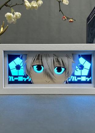 Світильник багатошаровий з 3d ефектом нагі сейширо led лампа з аніме синя в'язниця: блю лок