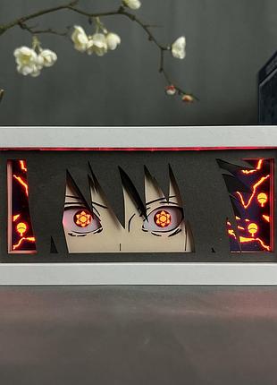Багатошаровий світильник з 3d ефектом саске учиха led лампа нічник з аніме наруто naruto shippuden