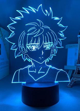 Світильник з 3d-ефектом led-лампа кіллуа золдик з аніме hunter x hunter нічник з пультом хантер х хантер