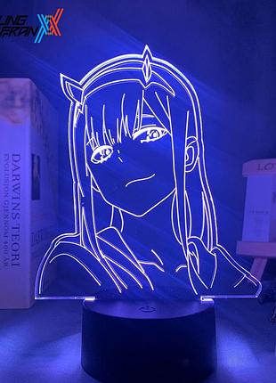 Світильник із 3d-ефектом led лампа 02 з аніме милий у франксі нічник із пультом