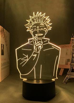 Светильник с 3d эффектом led лампа годжо сатору из аниме магическая битва jujutsu kaisen ночник итадори юдзи
