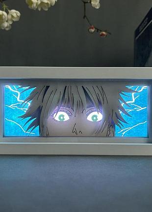Світильник багатошаровий з 3d ефектом сатору годжо led лампа з аніме магічна битва