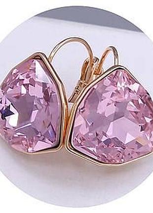 Сережки медзолото xp 18k, з кристалами swarovski. 2 см.