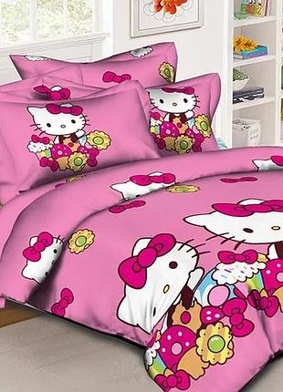 Постільна білизна полуторне ранфорс 150*210 см "hello kitty"