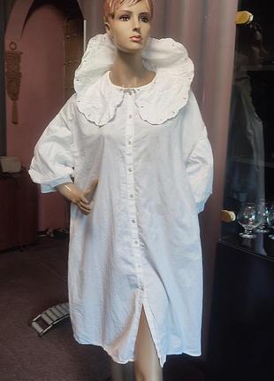 Индичное белое платье-срлочка из хлопка.l-xxl
