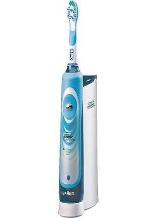 Электрическая звуковая зубная щетка oral-b sonic complete braun + зарядная база и 2 новые насадки | легкое б/в