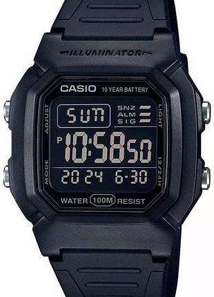 Casio w-800h-1bvdf — мужские цифровые часы, полимерный ремешок, wr 100 м