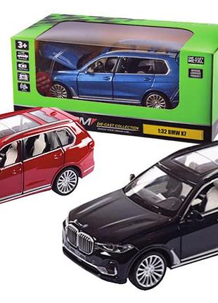 Машина металева 68470 "автопром", 3 кольори, 1:32 bmw x7, на батарейки: світло і звук, відкриваються двері, в коробці 18*9*8 см