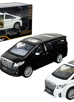 Машина металлическая 68481 "автопром", 2 цвета, 1:29 toyota alphard, батарейка, свет, звук, откр. дверь, в коробке 20x11x10 см.
