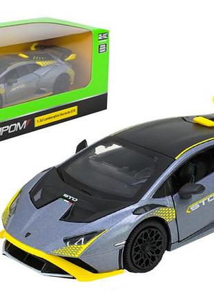 Машина металева 68716ab/ag 1:32"lamborghini sto",батарейка, світло, звук, відкрив. двері, у короб.18x9x8 см автопром