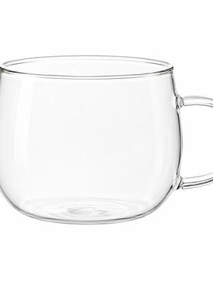 Кругла чашка classic gk-5254 350 мл із боросилікатного скла термостійка для гарячих напоїв прозорий