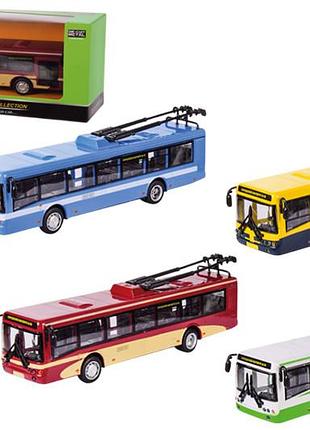 Тролейбус 6407abcd металлический, 1:72,4 цвета, коробка 20x6x8 см "автопром"